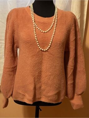 Cozy Fuzzy Crewneck Sweater in Rust DRA Los Angeles Brand - Size L